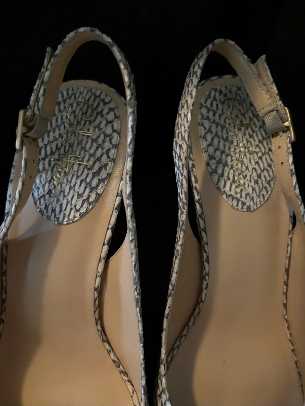 SZ 9.5 COLE HAAN SNAKESKIN SLING BACK SPIKE NIKE AIR HEEL WITH BOX